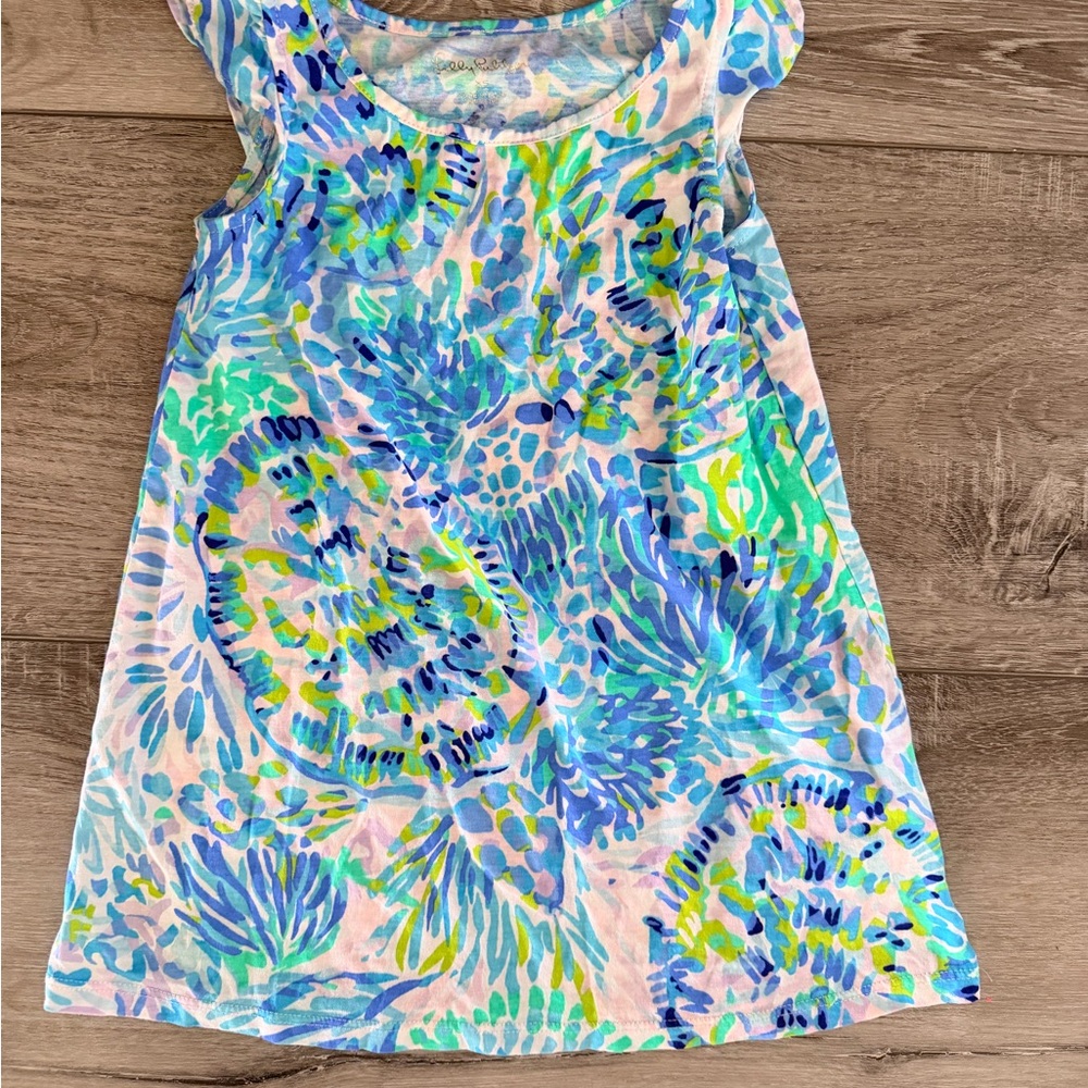 Lilly Pulitzer Girls Multicolor Floral Print Casual Dress - Blue, Green, Pink